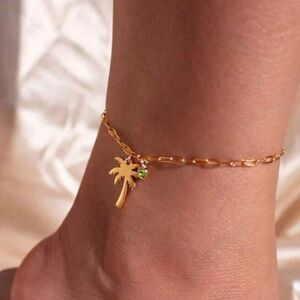 Gold Palm Tree Anklet A1353